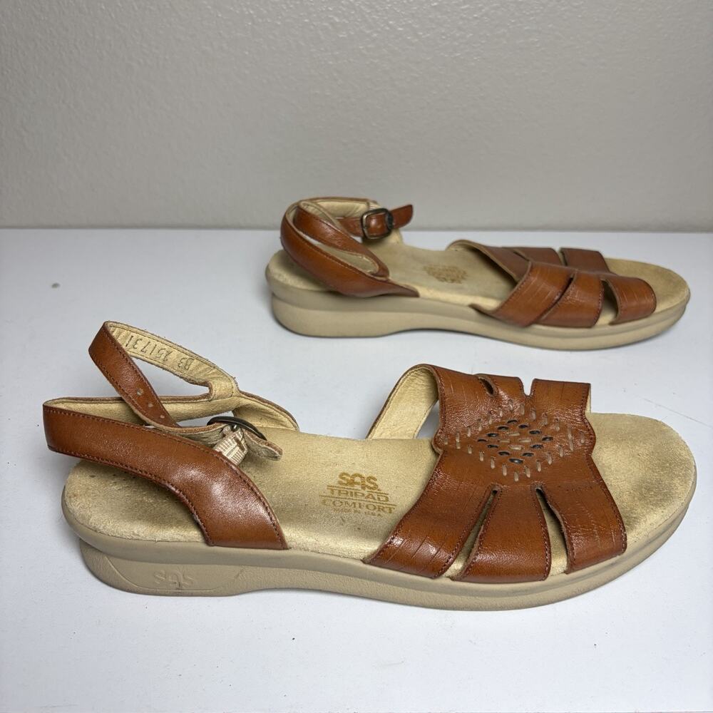 SAS Tripad Comfort Womens 8.5 N Brown Leather Huarache Slingback Sandals Narrow